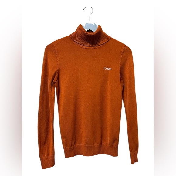 🟣Calvin Klein Burnt Orange Turtleneck Sweater – Size S - Picture 1 of 5